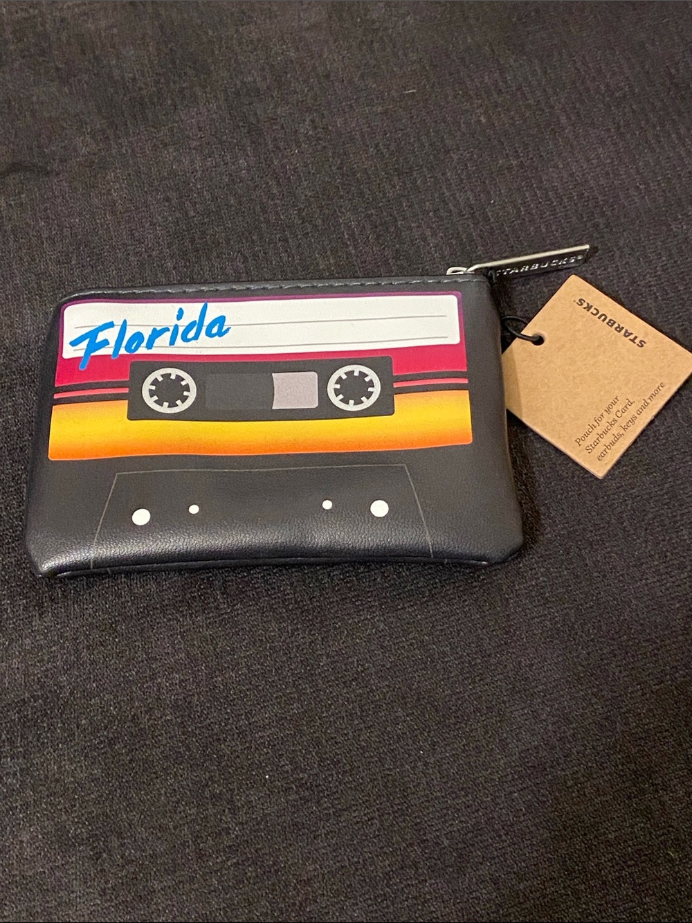 Starbucks x Florida Retro Cassette Black Zip Pouch nwt